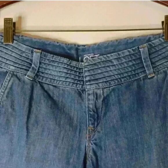 LOFT 100%Cotton Medium Indigo Flare Wide Leg Jeans - Picture 6 of 12